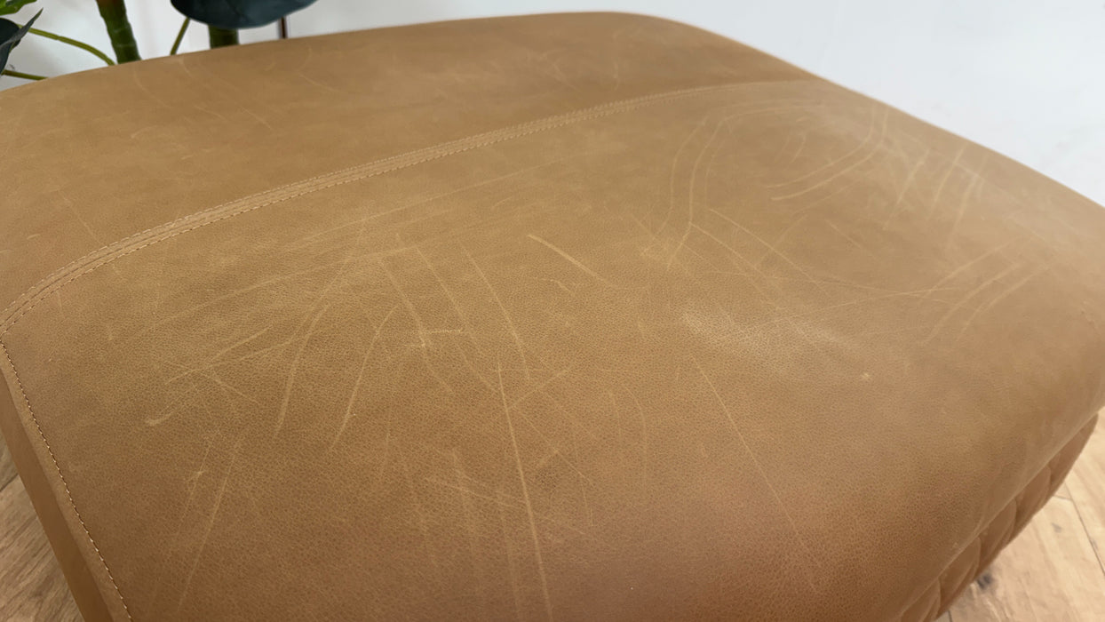 Sofology The Firenze Leather Designer Footstool in Character Vintage Tan