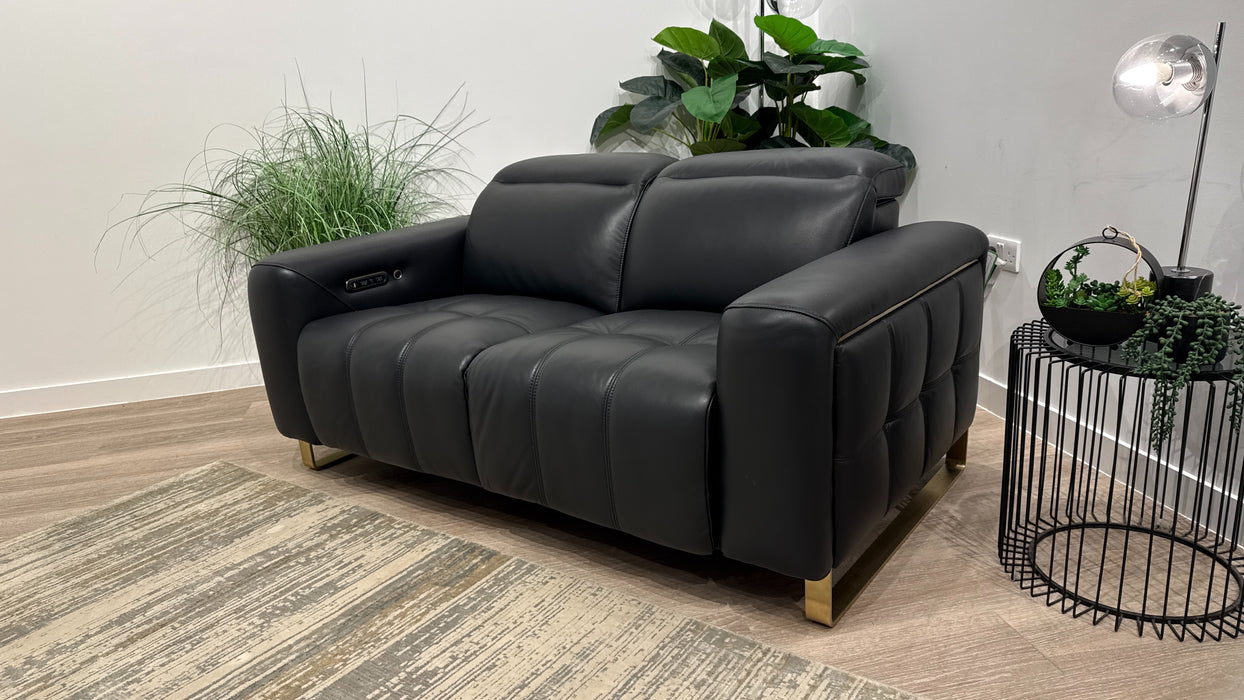 Sofology Marvella Leather 2 Seater Power Recliner in Trusty Sheen Jet Black
