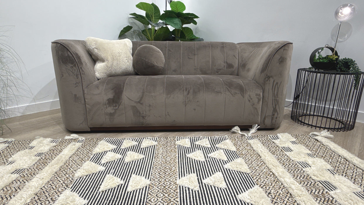 Sofology Fitzrovia Fabric 2 Seater Dark Wood Trim in Matt Velvet Mole Mix