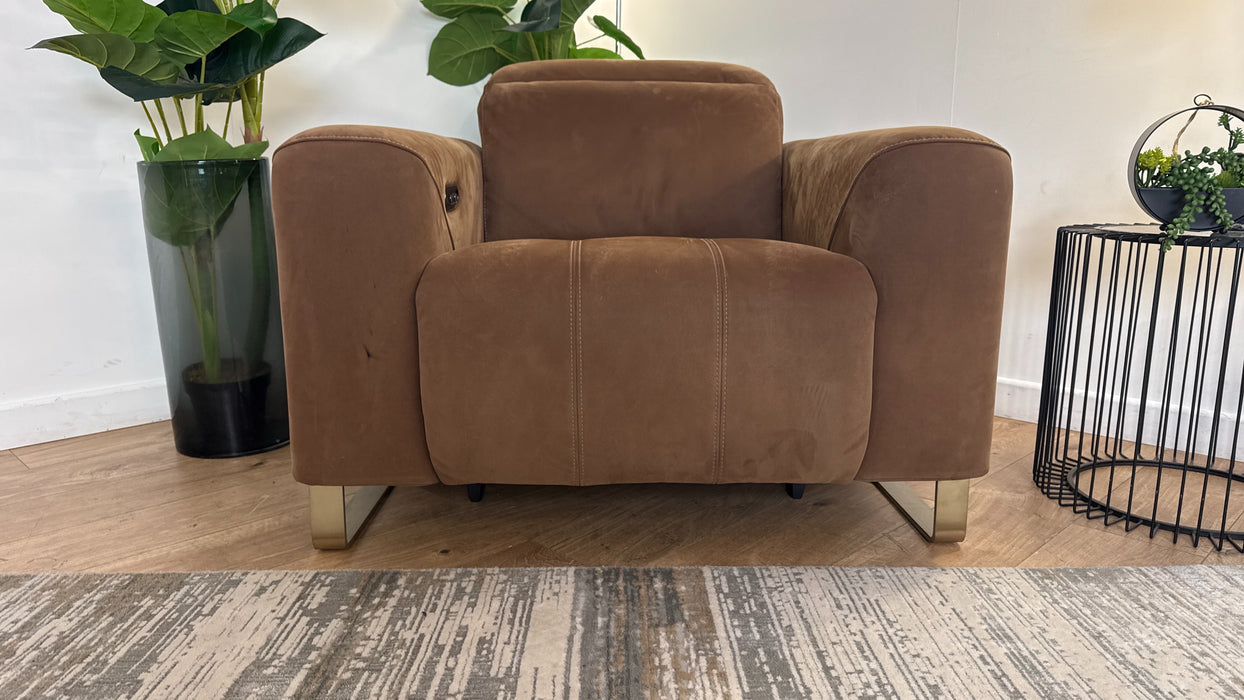 Sofology Marvella Fabric Chair Power Recliner/Headrest in Lifestyle Nubuck Feel Pecan