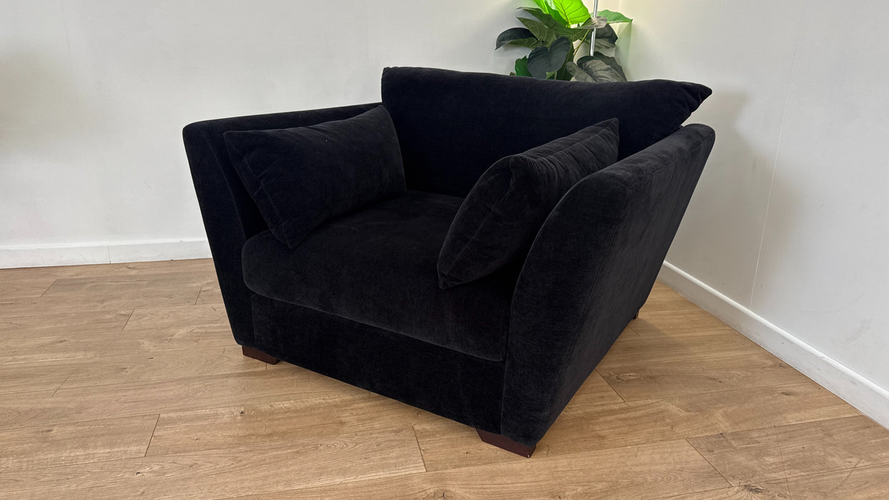 Sofology Calista Fabric Loveseat Full Back in Soft Chenille Ebony