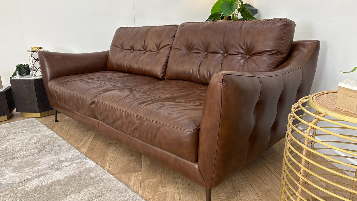 Sofology Cordelia Leather 3 Seater in Alaska Whiskey