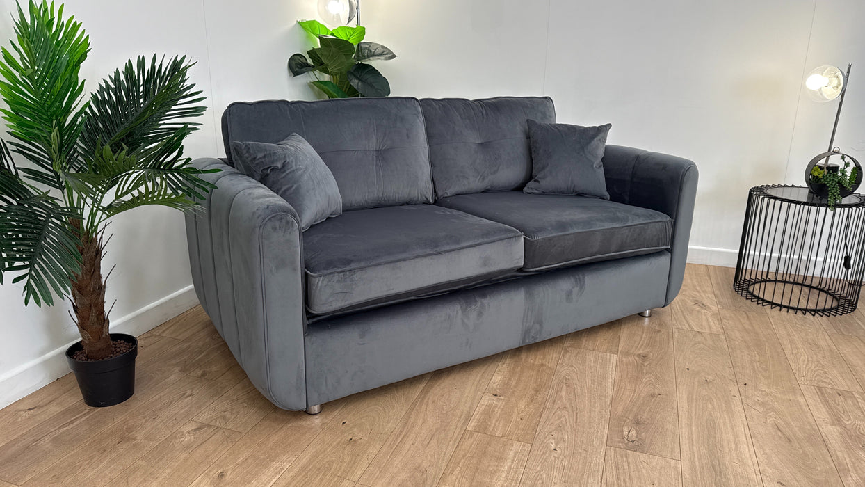 Sofology Islington Fabric 3 Seater Hypnos Deluxe Sofa Bed in Sleek Grey