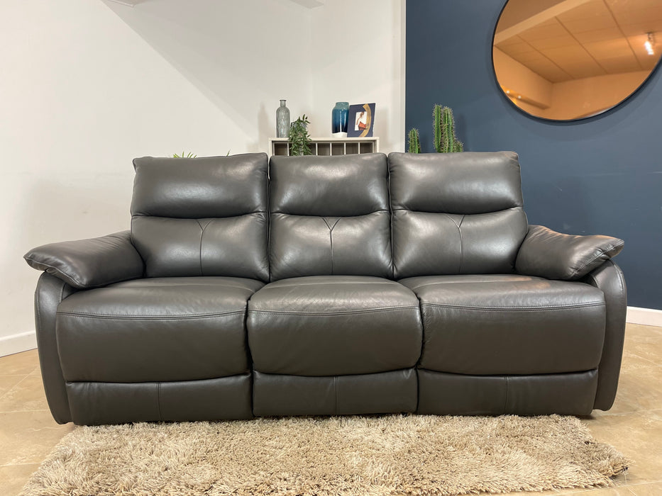 Albion Leather 3 Seater Charcoal - Manual Recliner (WA2)