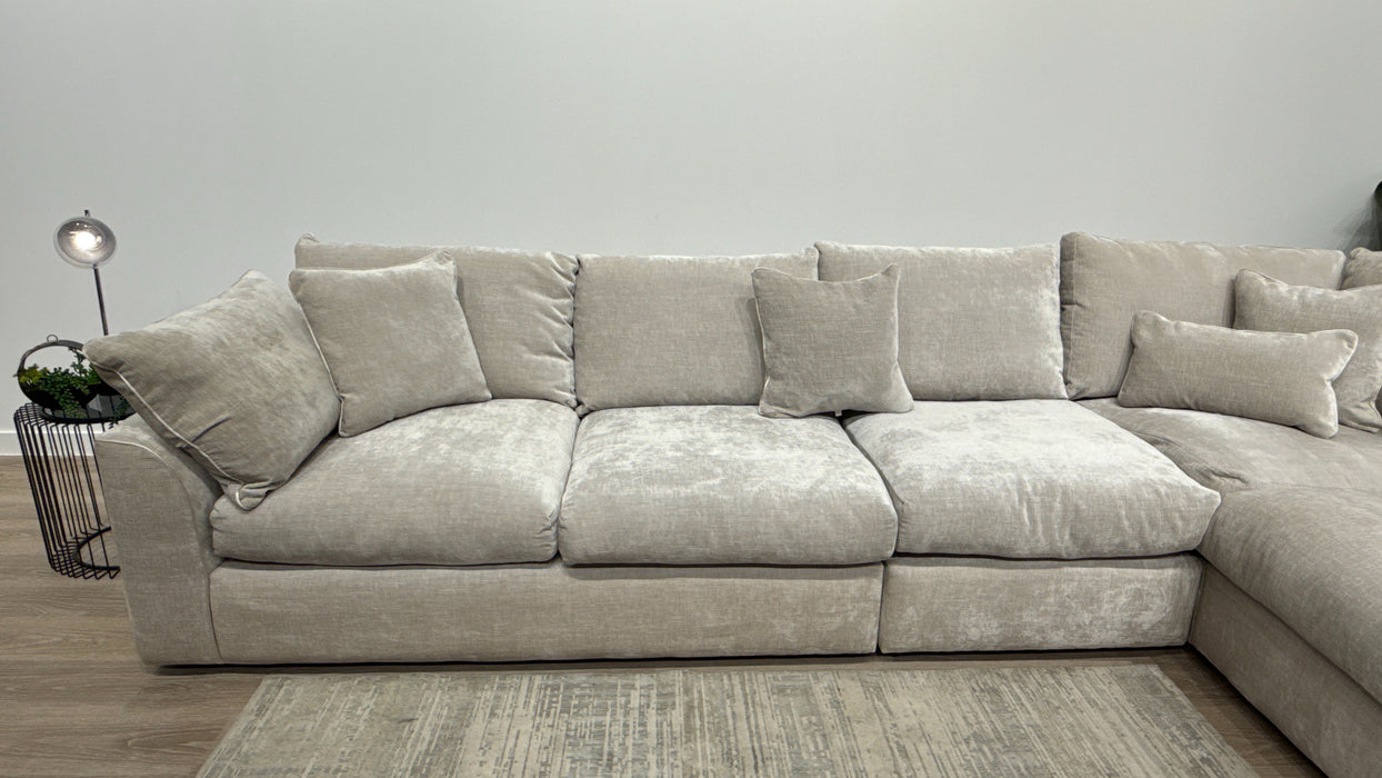 Sofology Georgio Fabric 3 Corner 1 Feather Flex Seats in Luxe Chenille Oyster Mix