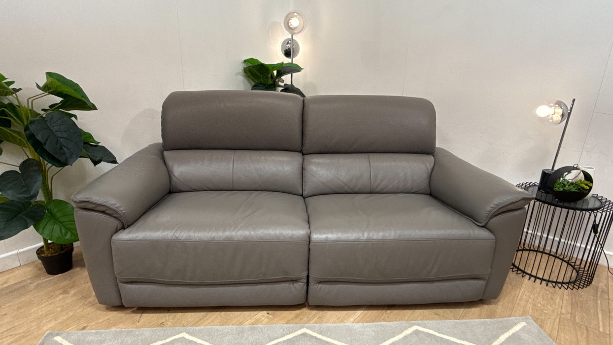 Sofology Hugo Leather 2 Seater Power Recliner/Headrest in Trusty Embossed Elephant