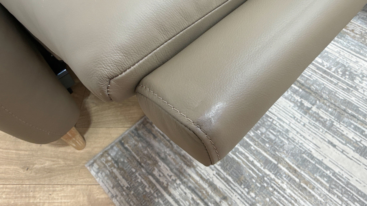 Sofology Larsen 3 Seater Chaise Leather Power Recliner/Headrest in Trusty Matt Taupe