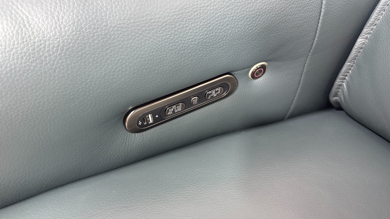 Sofology Premiere Leather 3 Seater Power Recliner/Headrest in Trusty Embossed Peacock