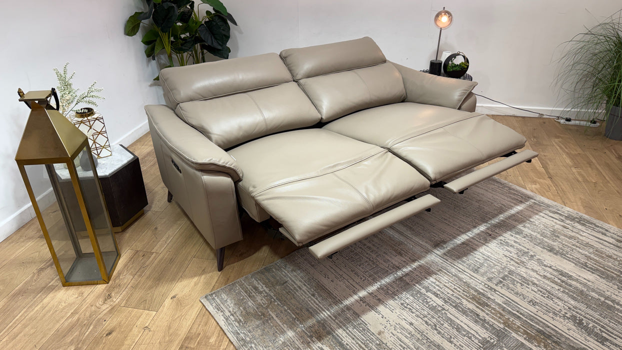 Sofology Arlo Leather 2.5 Seater Power Recliner in Trusty Embossed Stone