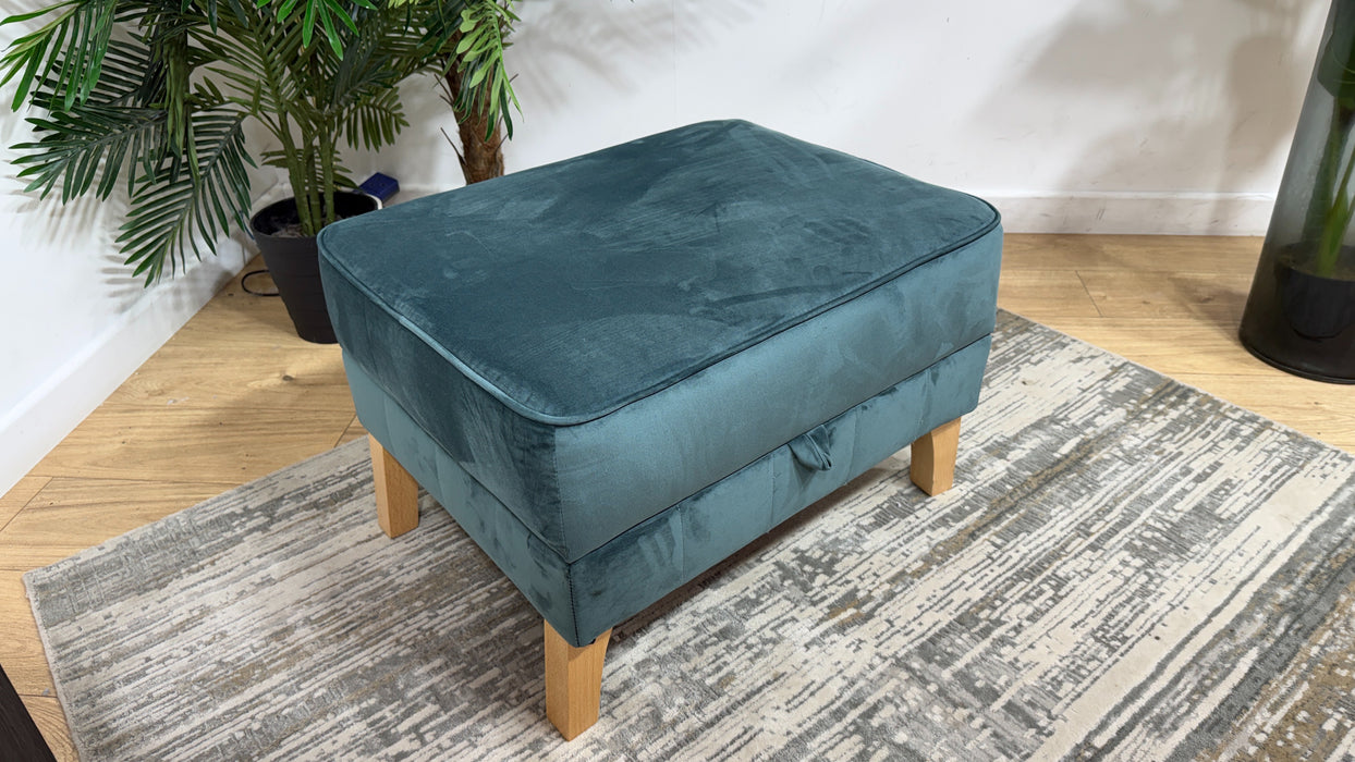 Sofology Fluted Isla Fabric Storage Footstool in Azure All Over
