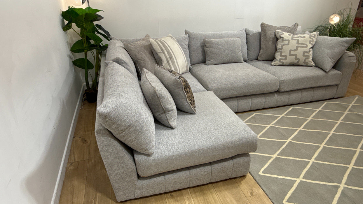 Sofology Westwood Fabric Chaise 1 Corner 3 Silver Trim in Soft Boucle Silver Mix