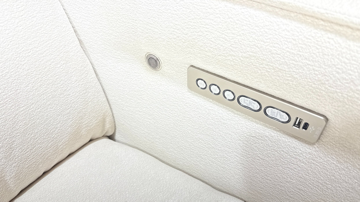 Sofology Horizon Fabric 2.5 Seater Power Recliner/Headrest Heated Seat in Textured Chenille Oyster