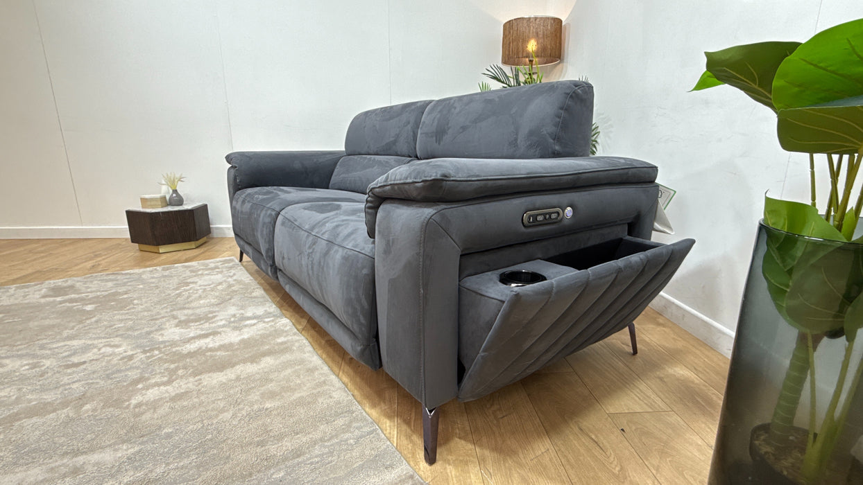Sofology Fratelli Fabric 2.5 Seater Power Recliner/Headrest in Lifestyle Nubuck Feel Charcoal