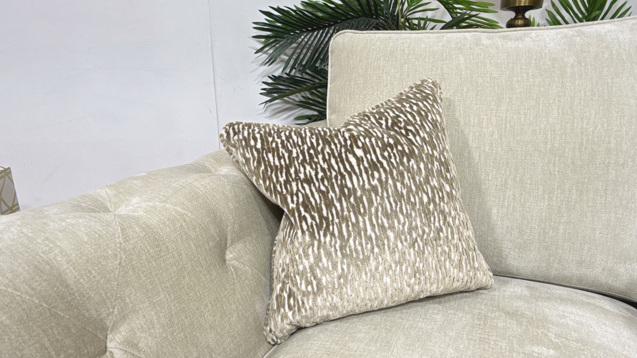 Sofology Valentina Fabric Chair Foam Seat in Luxury Deep Pile Chenille Stone Mix