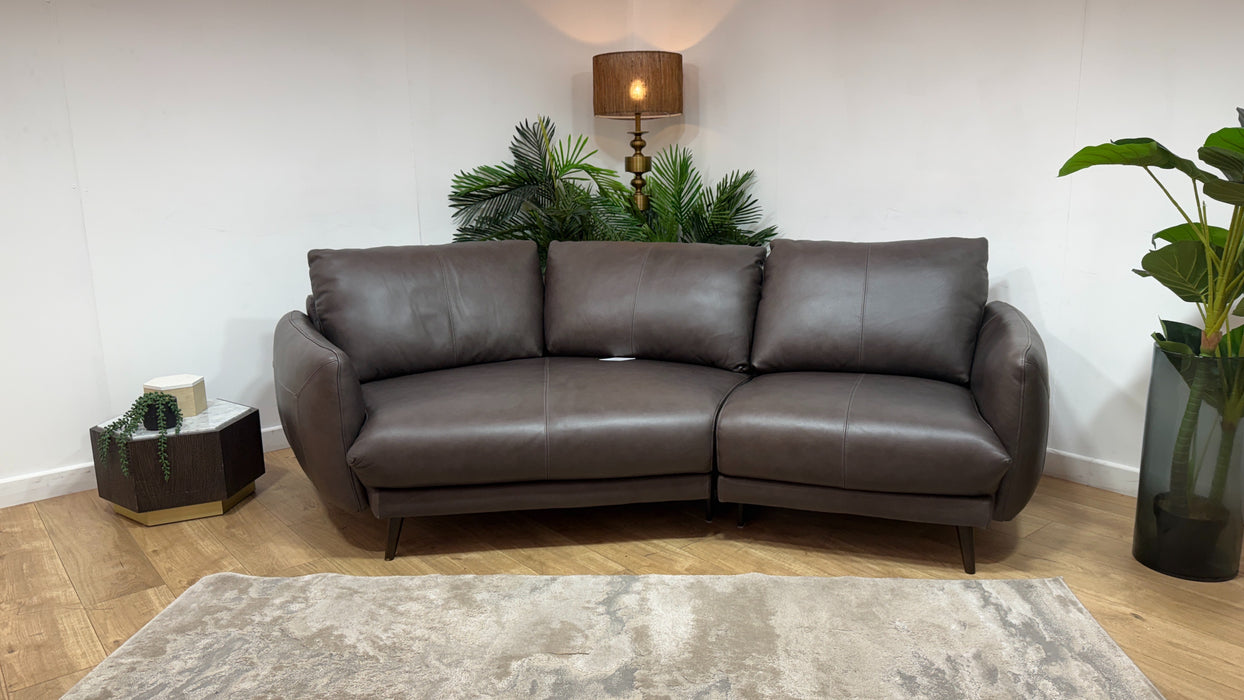 Sofology Adler Leather Asymmetric 3 Seater in Relaxed Soft Black Coffee