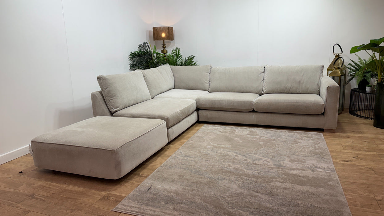 Sofology Majestica Fabric Chaise 1 Corner 3 in Soft-Chenille Linen