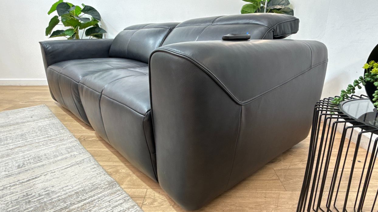 Sofology Riviera Leather 3 Seater Motion Chaise in Trusty Embossed Navy