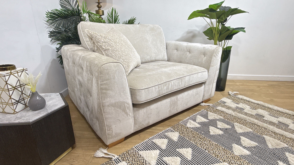 Sofology Valentina Fabric Loveseat Full Back Foam Seat in Luxury Chenille Mist Mix