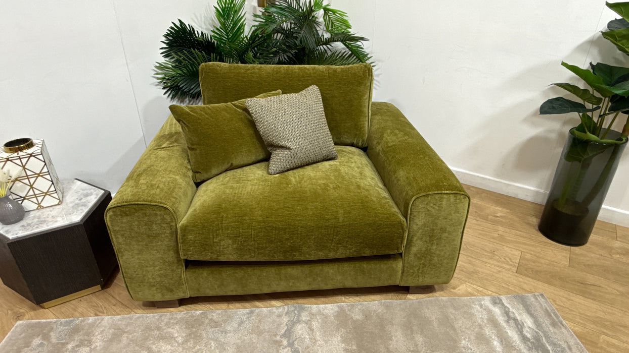 Sofology Sterling Fabric Lovseat in Vintage Velvet Olive