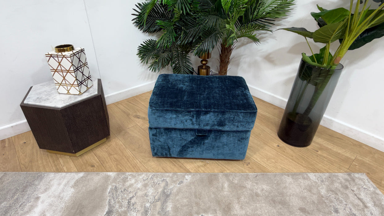 Sofology Georgio Fabric Storage Footstool Feather Flex Interior in Luxe Chenille Teal