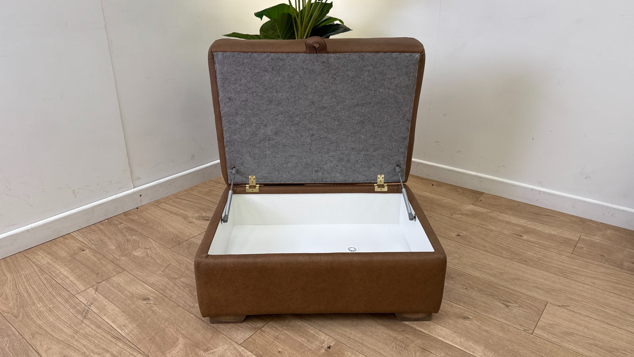 Sofology Downtown Leather Storage Footstool in Character Tan
