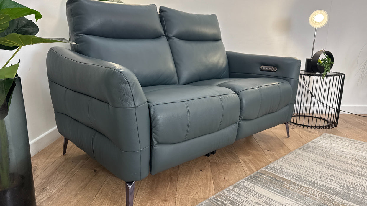 Sofology The Renato 2 Seater Recliner Sofa in Trusty Embossed Leather Peacock