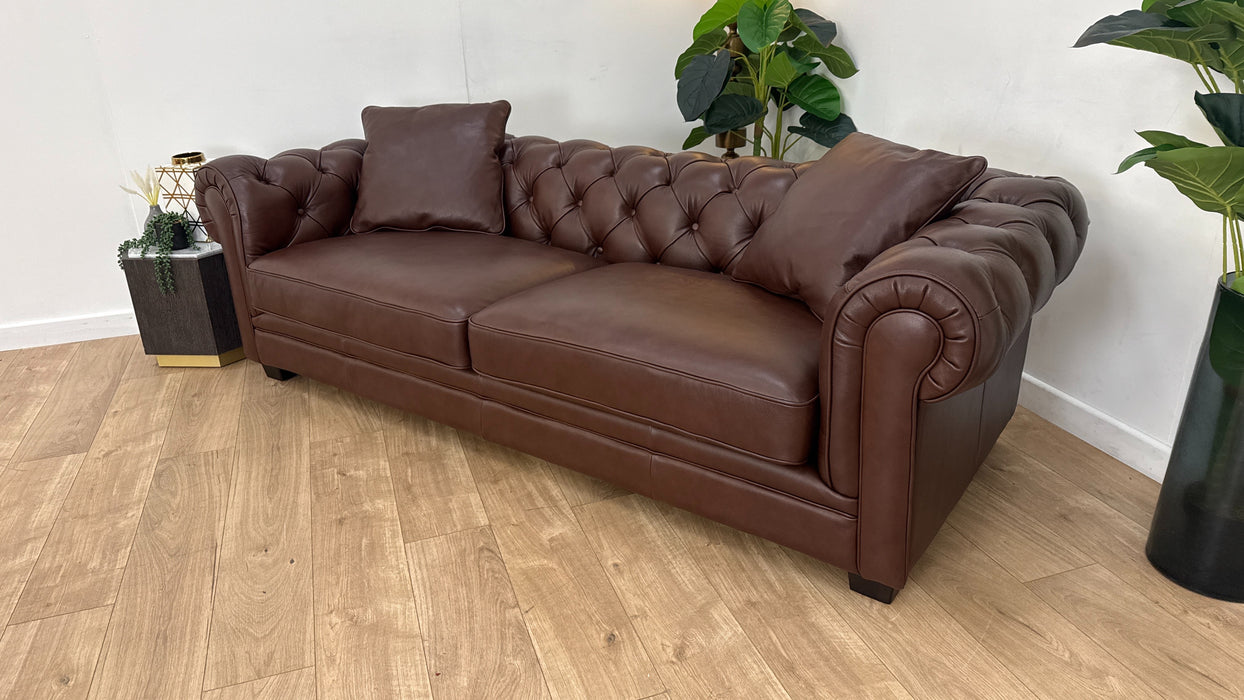 Sofology Oxford Leather 3 Seater in Chocolate