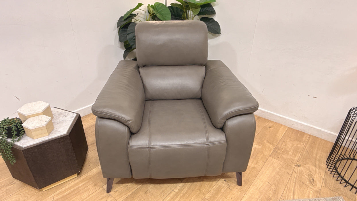 Sofology Bailey Power Recliner Leather Chair in Trusty Embossed Charcoal