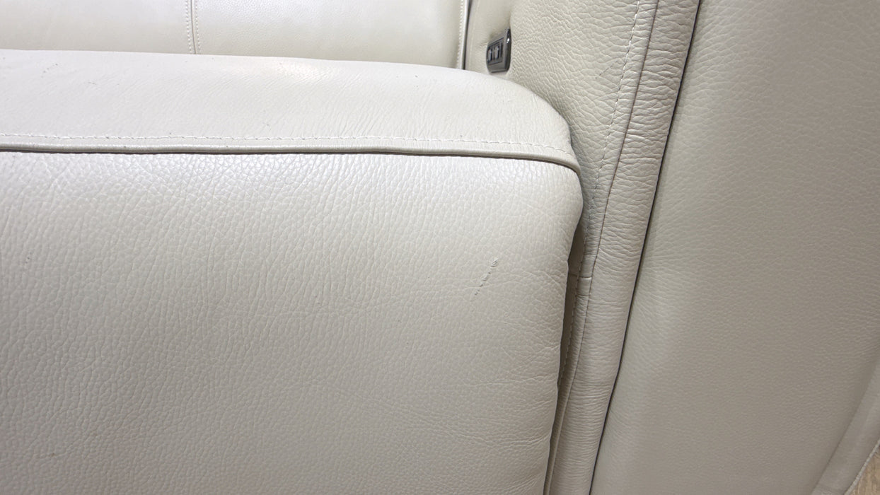 Sofology Premiere Leather 2.5 Seater Power Recliner/Headrest in Trusty Embossed Bone China