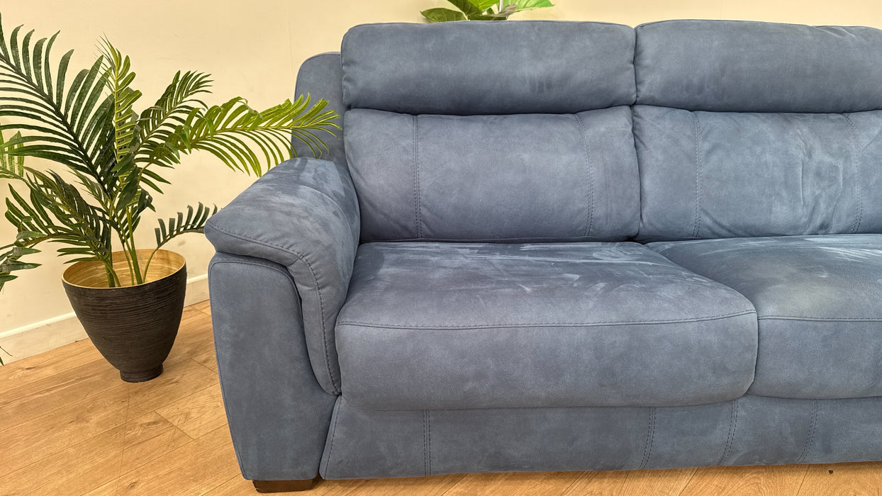DFS Ronan 3 Seater Fabric Sofabed in Blue Microfibre