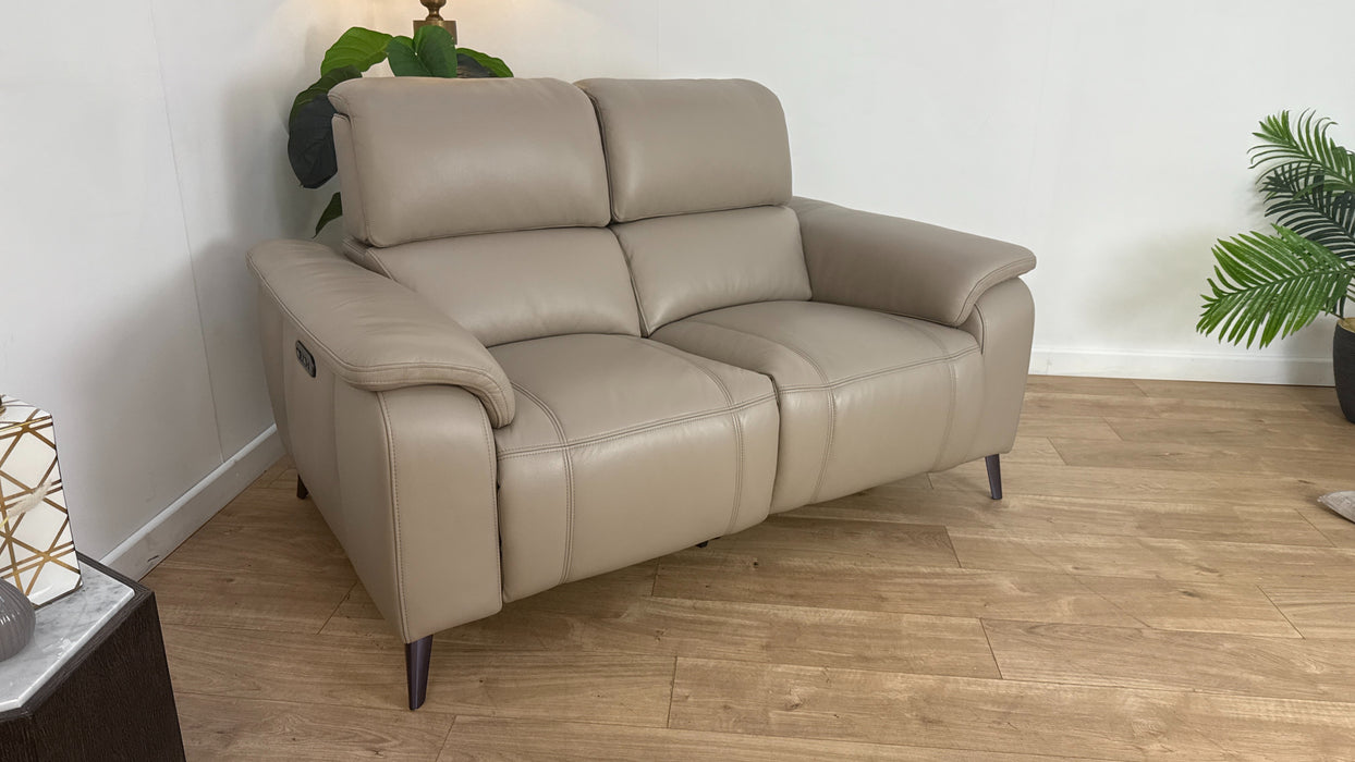 Sofology Bailey Recliner 2 Seater in Trusty Embossed Leather Stone