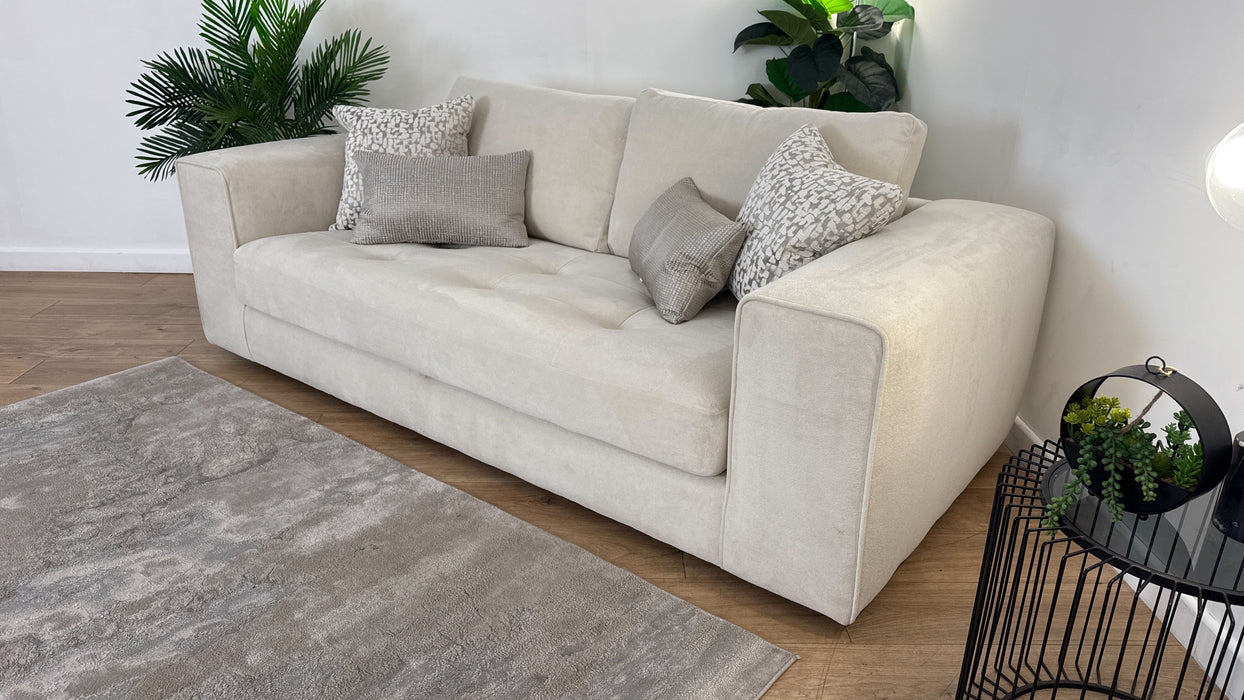 Sofology Ascot Fabric 4 Seater Bench Seat in Soft Sherpa Natural Mix