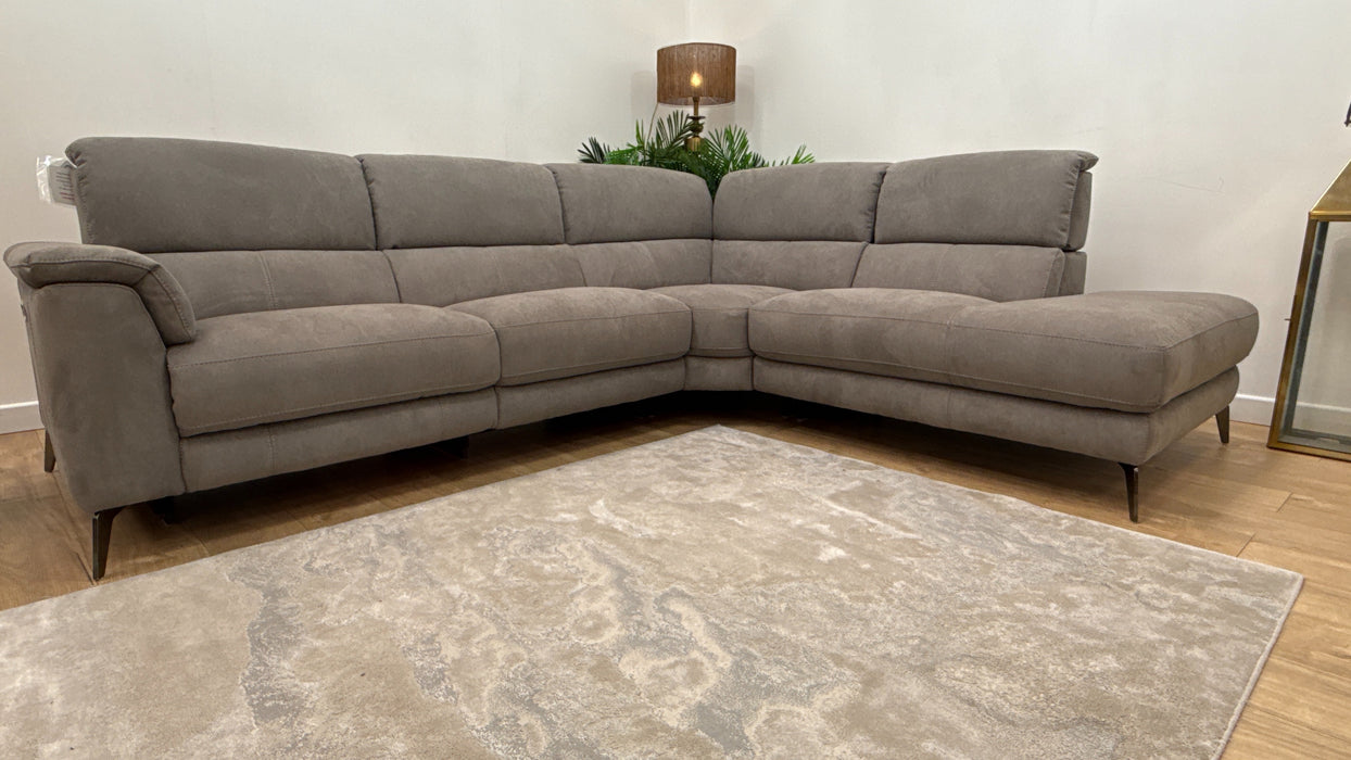 Sofology Illinois Fabric 2 Corner 1 Terminal Heated Seat, Power Recliner/Headrest in Lifestyle Textured Charcoal