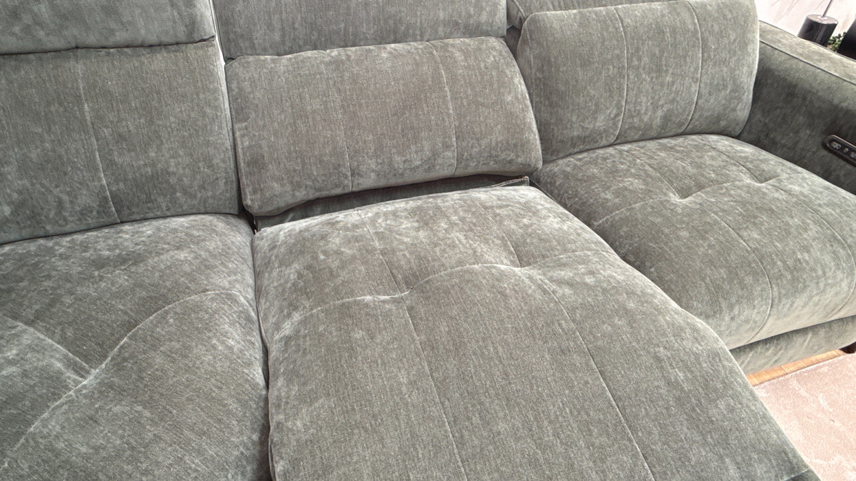 Sofology Jax Fabric Chaise 1.5 Corner 3 Power Recliner/Headrest with Storage in Relaxed Chenille Pine