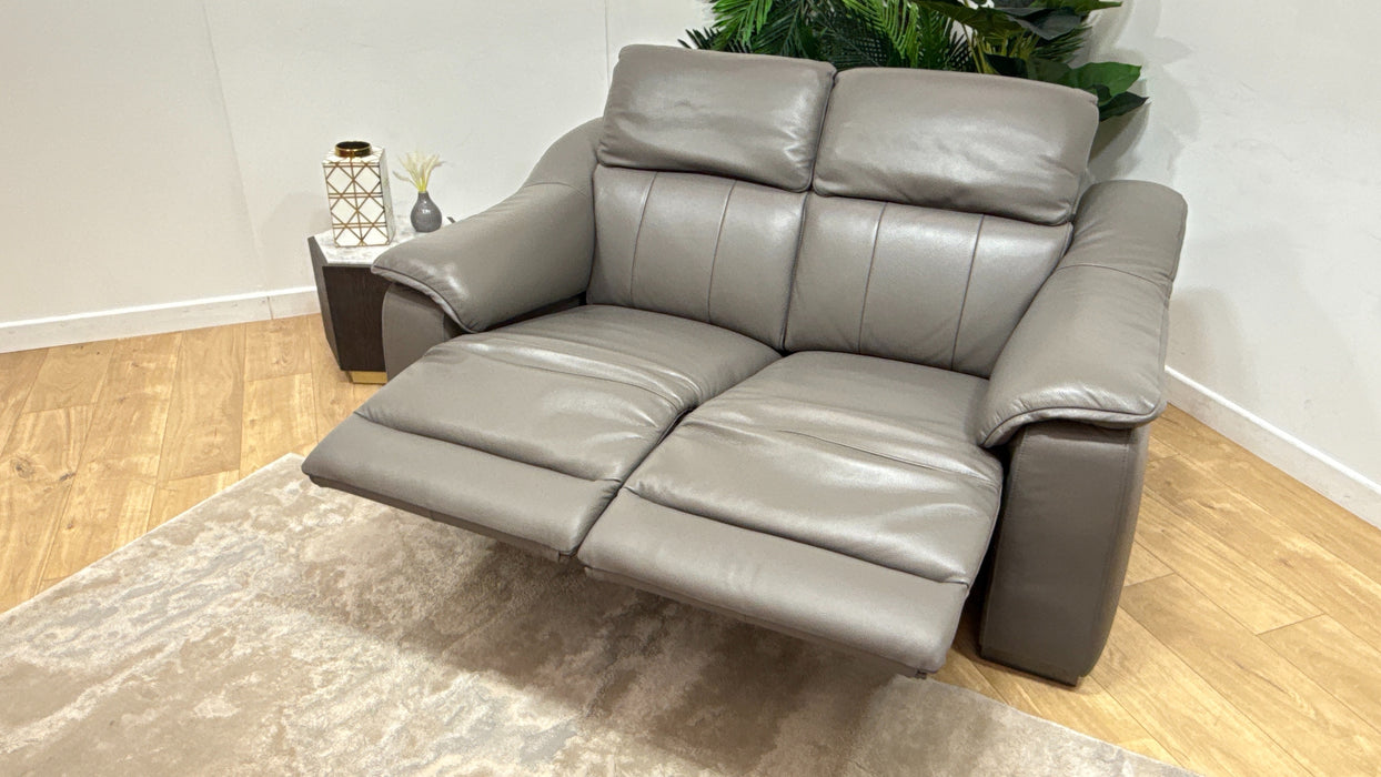 Sofology Carrera Leather 2 Seater Power Recliner/Headrest in Trusty Embossed Elephant