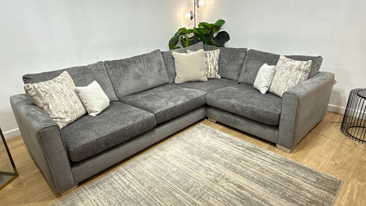 Sofology Majestica Fabric 3 Corner 1 in Teddy Chenille Grey Mix