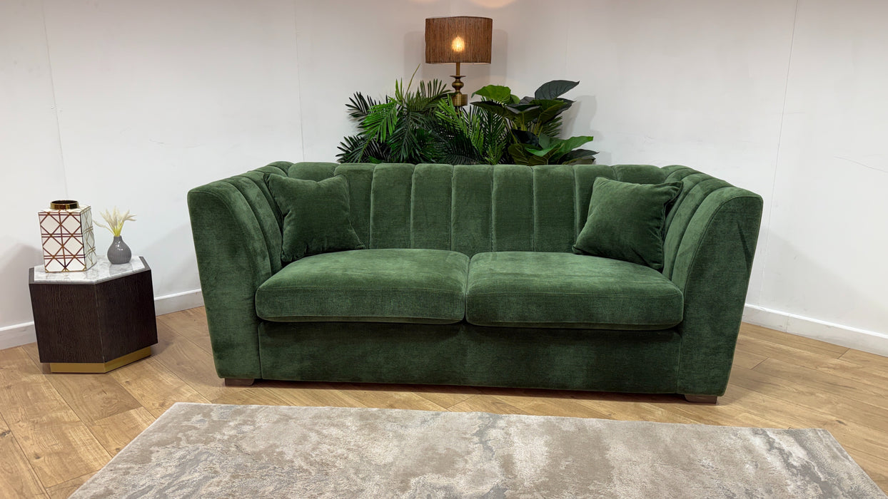 Sofology Downtown Fabric 3 Seater Sofabed Zoned Memory Foam Mattress in Soft Chenille Moss