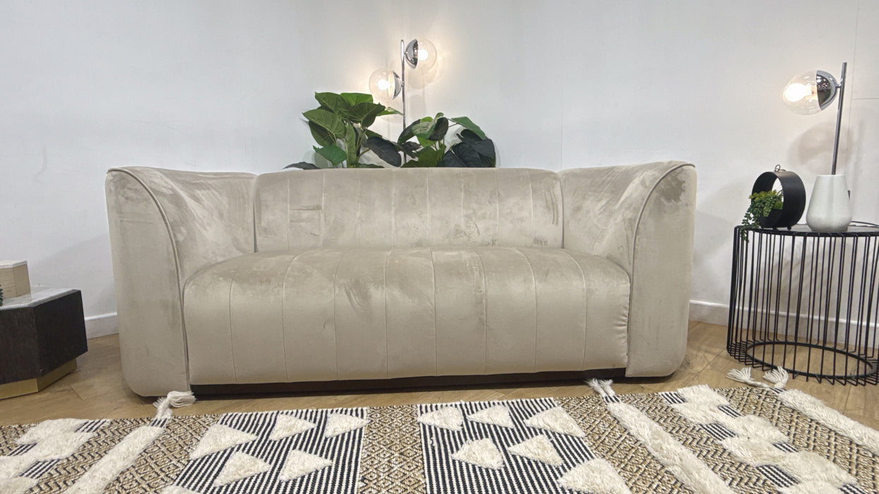 Sofology Fitzrovia Fabric 2 Seater in Matt Velvet Stone Mix With Trim
