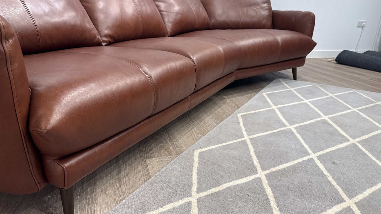 Sofology Adler Leather 4 Seater Asymmetric in Relaxed Soft Brown