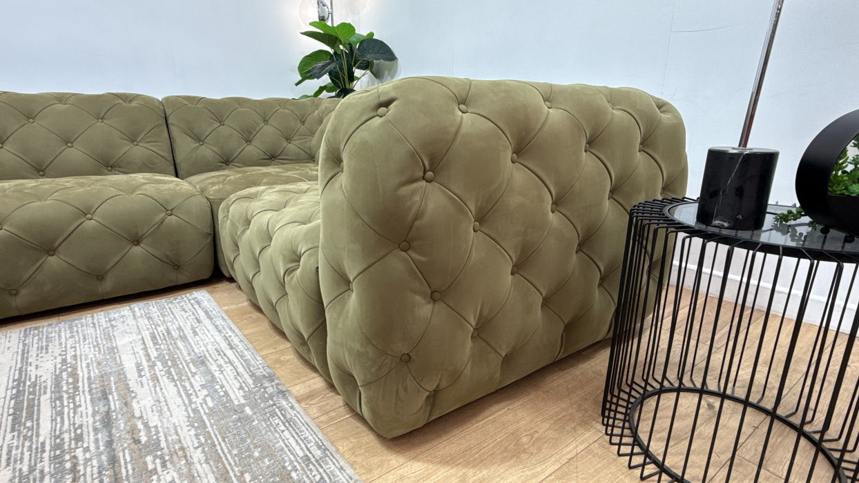 Sofology Venezia Fabric 3 Corner 1.5 in Lifestyle Nubuck Feel Moss