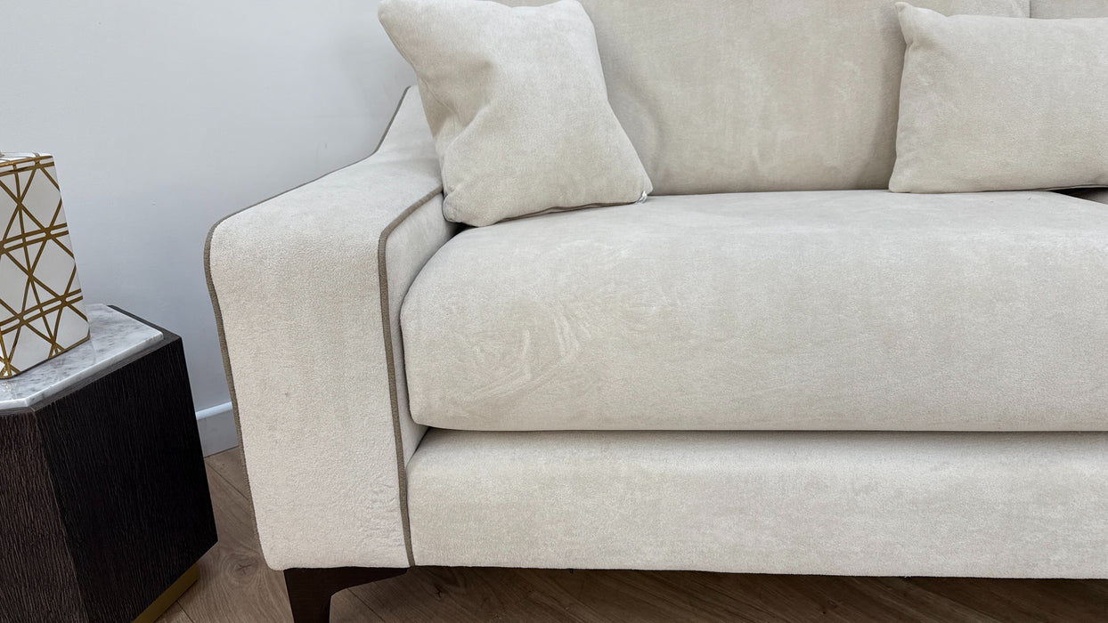 Sofology Wildwood Fabric 4 Seater in Soft Sherpa Natural Contrast Piping