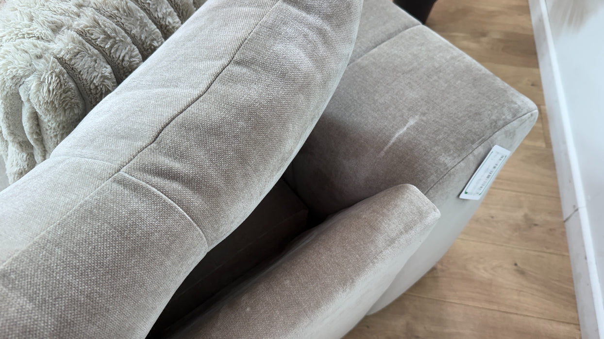 Sofology Oscar Fabric 4 Seater Gold Trim in Fine Textured Chenille Stone Mix