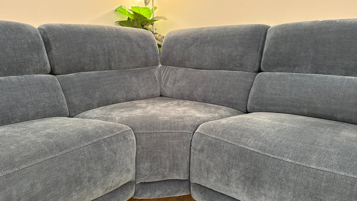 Sofology The Fratelli Fabric 3 Corner 1.5 Power Recliner/Headrest in Relaxed Chenille Denim