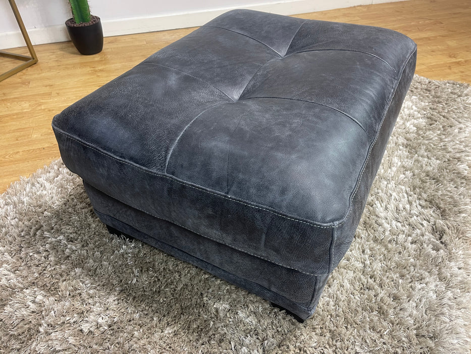 Huntsman Leather Footstool - Utah Grey  - ( WA2 )