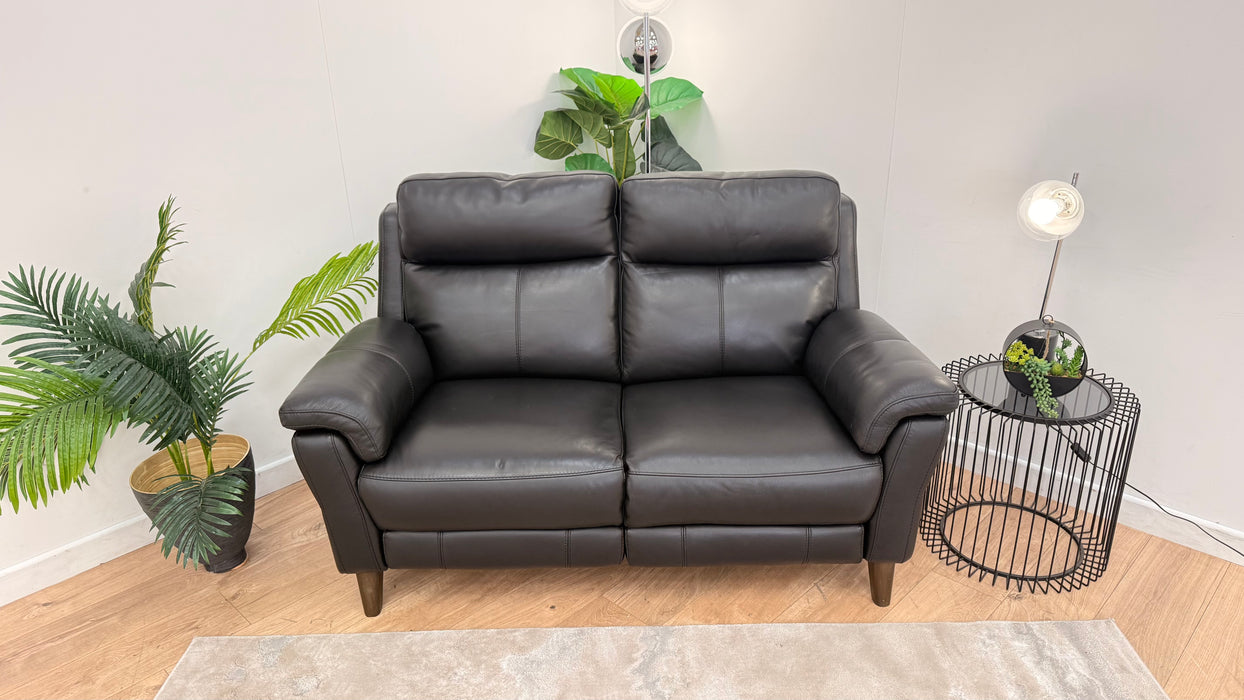Sofology Lucca 2 Seater Leather Recliner in Trusty Sheen Black