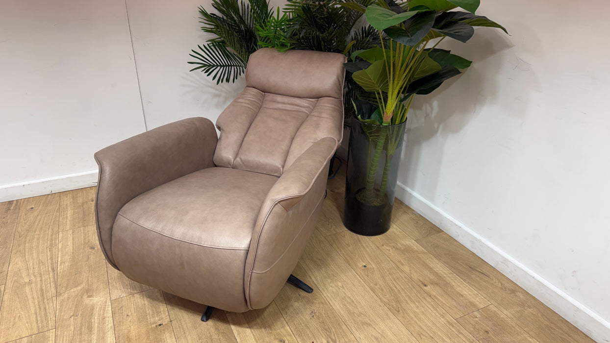 Sofology Heston Leather Chair Power Recliner in Relaxed Soft Leather Stone