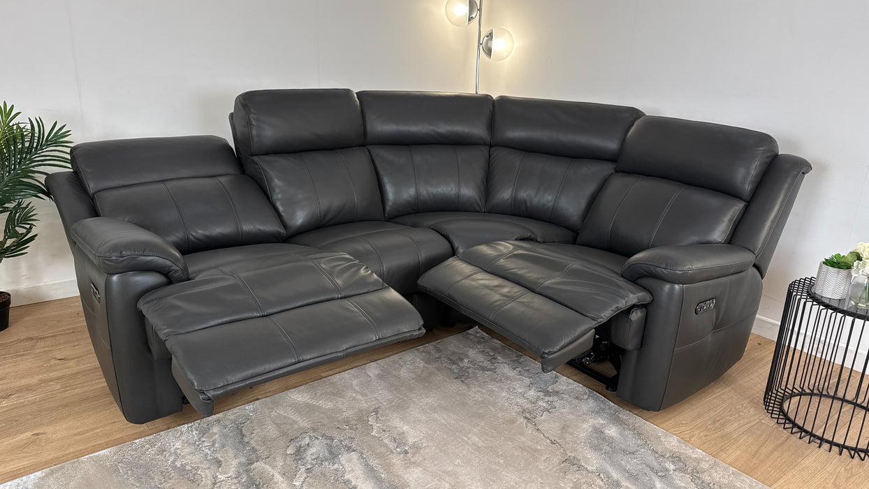 Gracie 2 Corner 1 -  Leather Power Recliner Sofa   - Trusty Sheen Charcoal