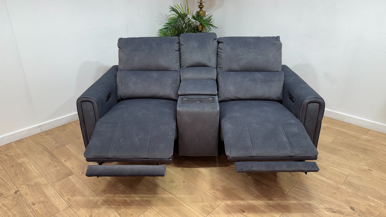 Sofology Ravello Fabric 2 Seater Console Power Recliner in Lifestyle Flecked Charcoal