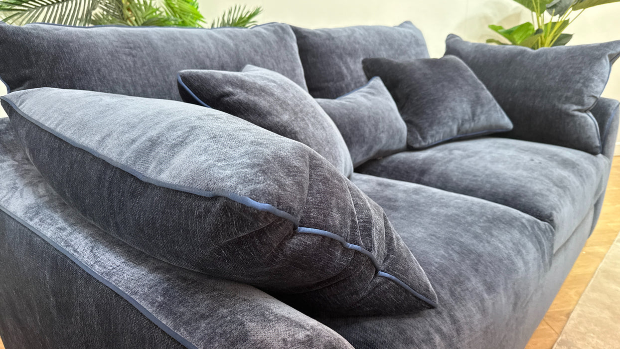 Sofology Georgio Fabric 3 Seater Extra Flex Seats in Luxury Deep Pile Chenille Denim Mix