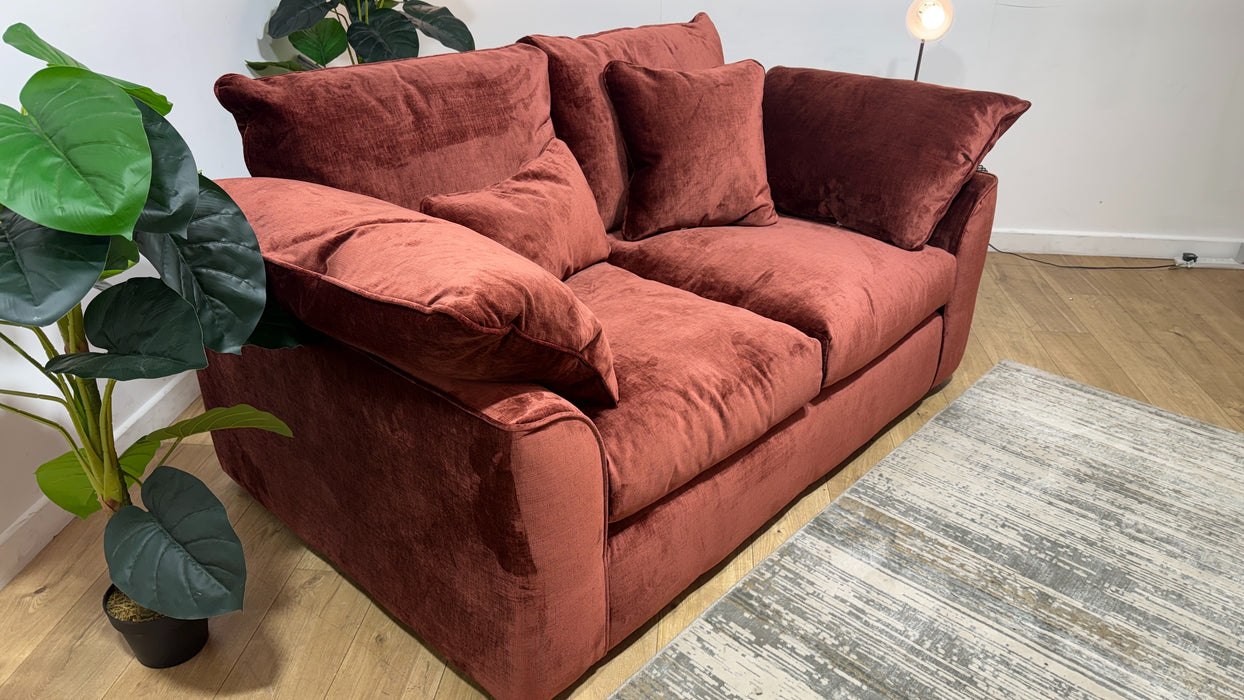 Sofology Georgio Fabric 2 Seater Feather Flex Seats in Luxe Chenille Burgundy